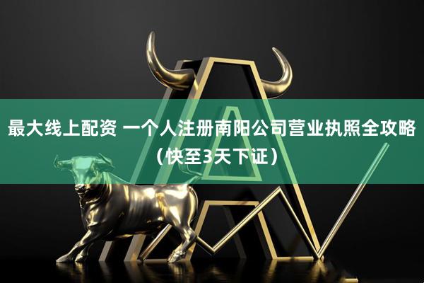 最大线上配资 一个人注册南阳公司营业执照全攻略（快至3天下证）
